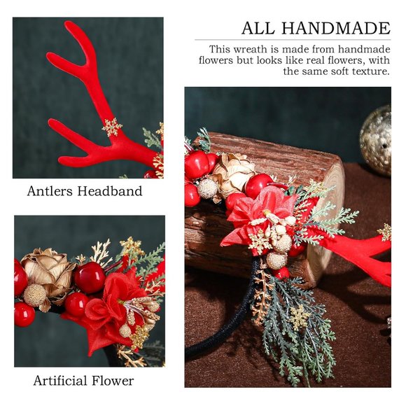 Women's Handmade Red Antler Christmas Headband - Picture 5 of 6
